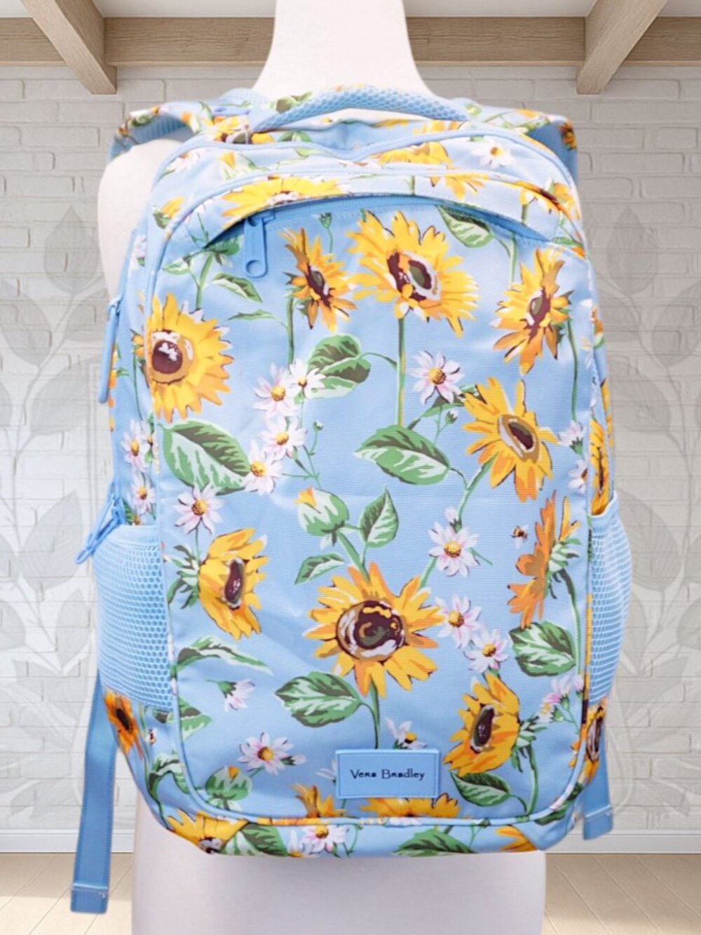 ❤️ vera bradley Sunflowers Sky Grand Backpack Laptop Lighten Up ReActive